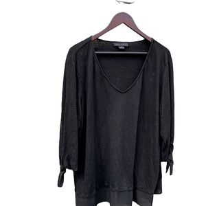 Sanctuary Sylvia Linen Tunic – Tie Sleeve, V-Neck, 3X, Boho Minimalist, Fall Top